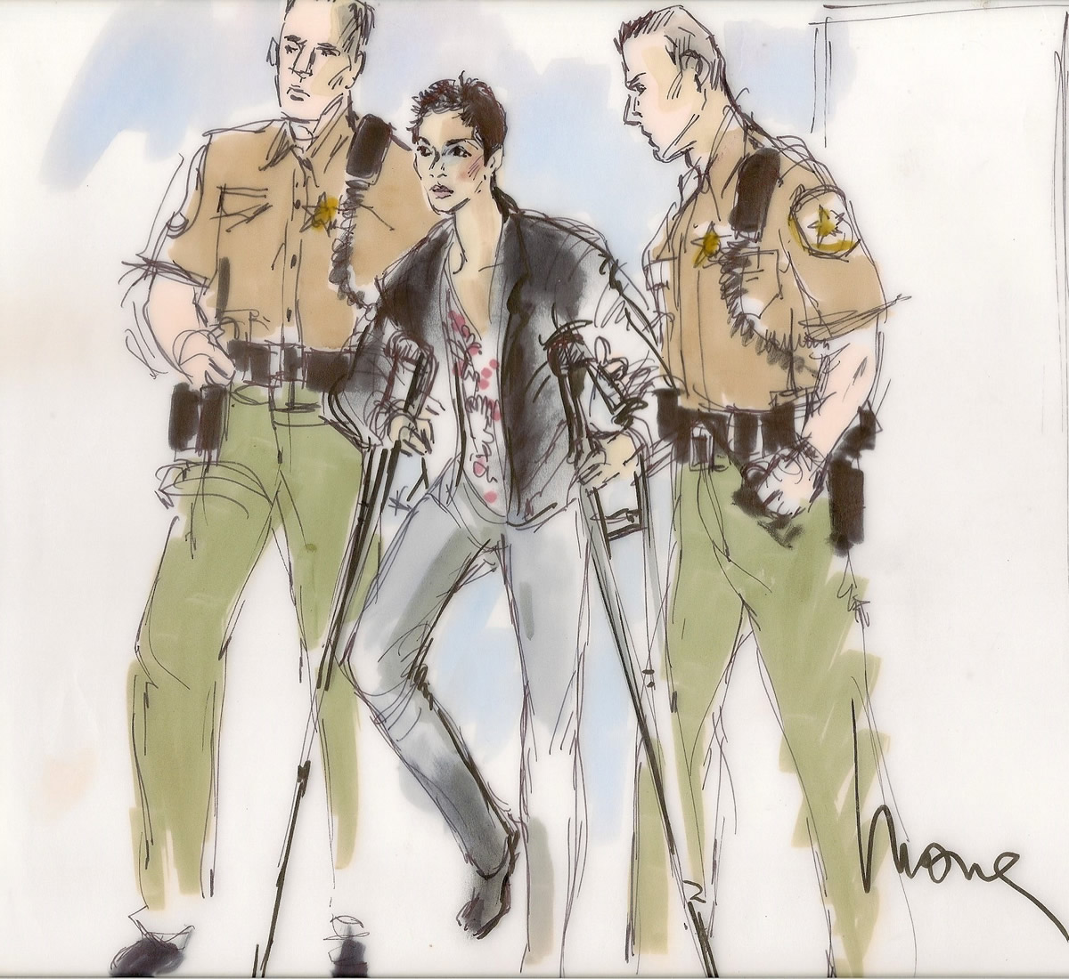Halle Berry Child Custody Hearing Courtroom Illustration