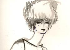 Black and White Fashion Illustration Fur Hat