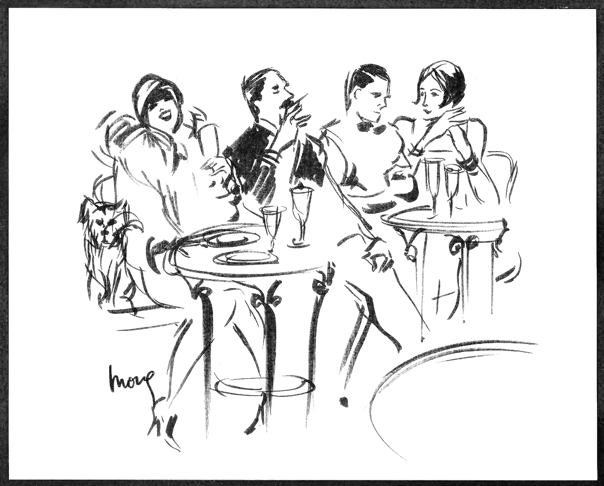 1920s Paris Cafe Fashion Illustration