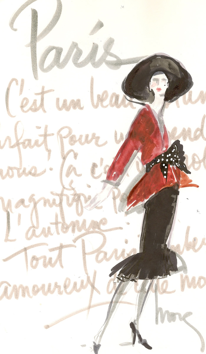 Classic Chic High Fashion Illustration Paris 