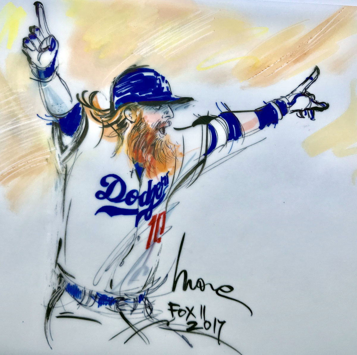 LA Dodgers illustration - Justin Turner - 2017 World Series - Mona Edwards