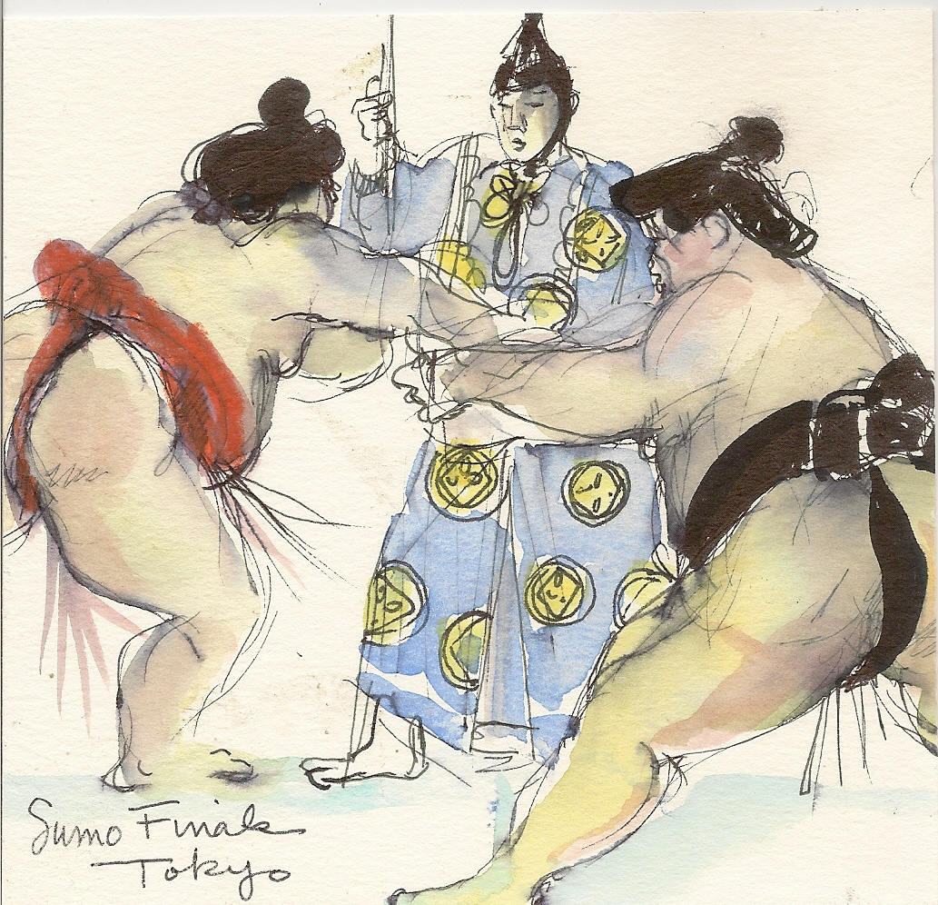 Sumo Wrestling Tokyo Travel Illustraion