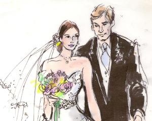 Bride and Groom Wedding Illustration