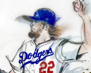 Clayton Kershaw LA Dodgers illustration - 2017 World Series - Mona Edwards